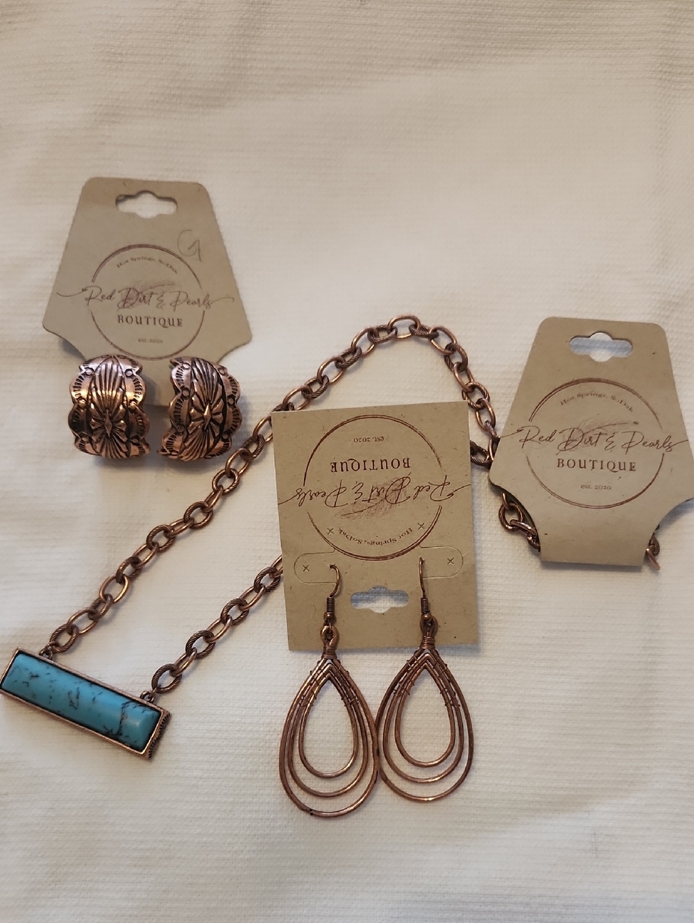 Red Dirt & Pearls Boutique Copper & Turquoise Jewelry Set